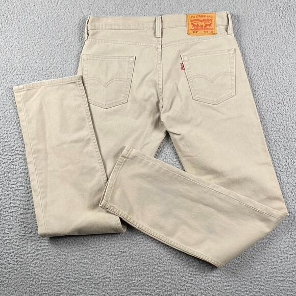 Levi's 513 Slim Straight Jeans Men's 30x32 Tan Beige Causal Denim Streetwear - Picture 1 of 11